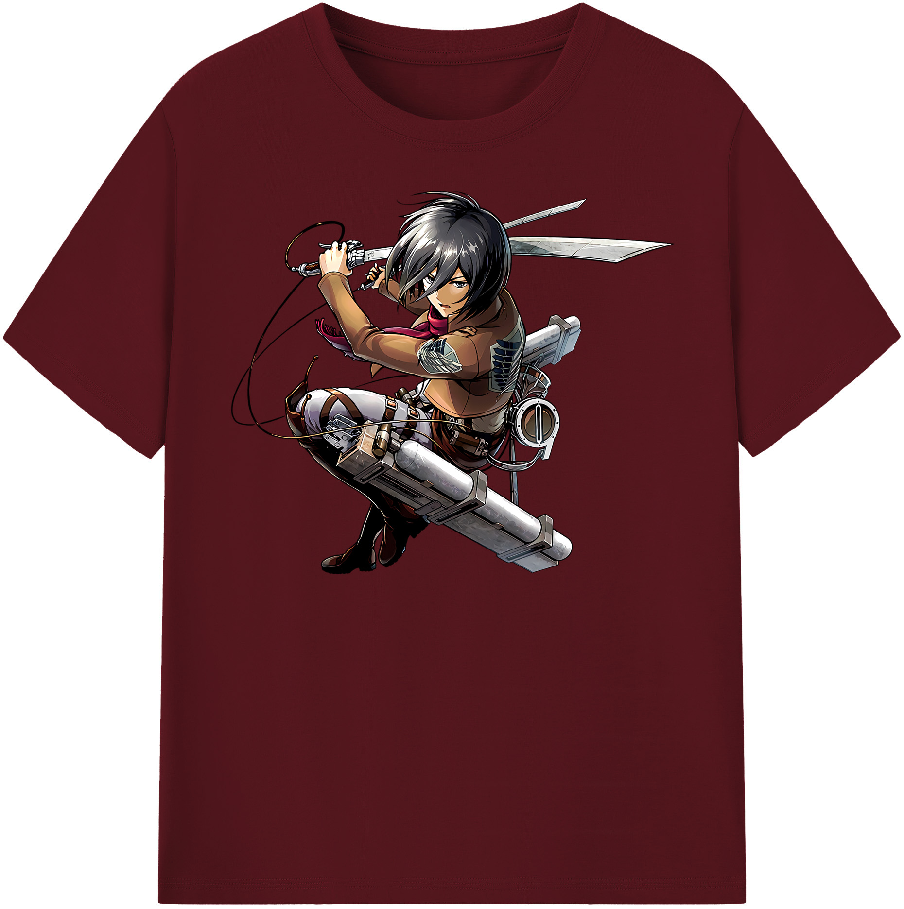（画像用） 進撃の巨人 ミカサ·アッカーマン Attack on Titan Mikasa Ackerman 綿100％半袖Tシャツ（フロントプリント）